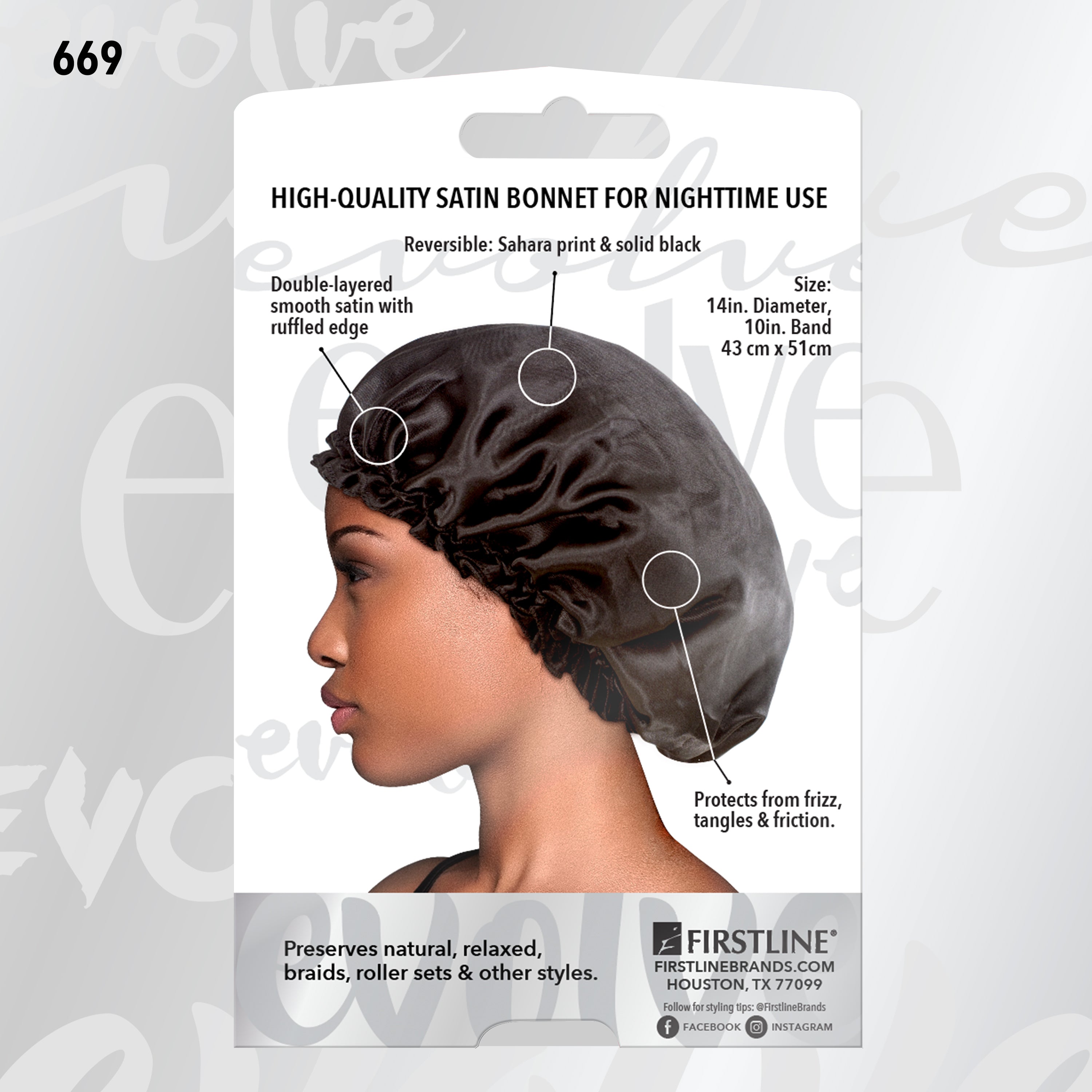 669 Reversible Evolve® Bonnets, Sahara Brands Firstline – Satin