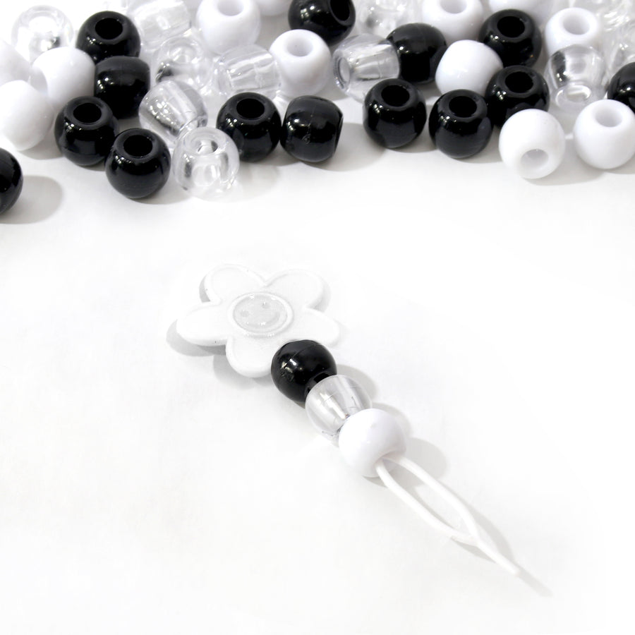 50-Pack Medium Multi-colored beads w/beader Set - (Black/Clear/White) –  Firstline Brands